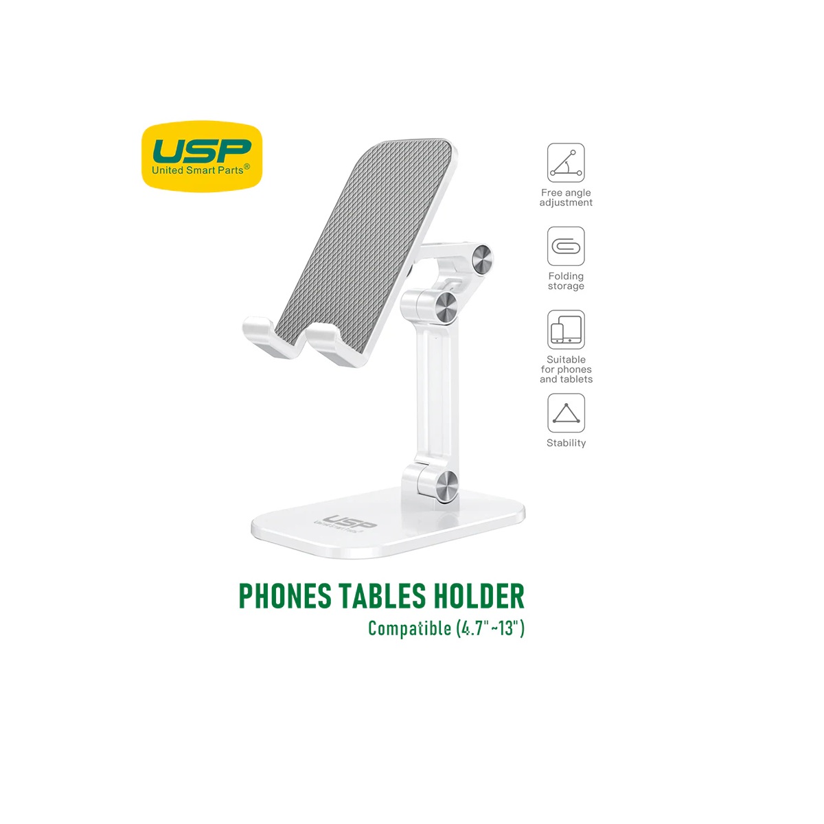 USP Phone/Desktop Stand/Holder for iPhone/iPad White