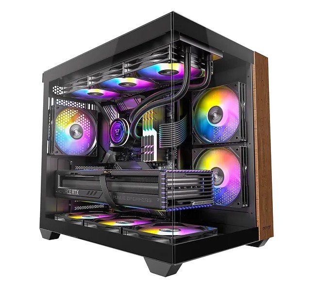 OKINOS M6 ARGB ATX Genuine Walnut Wood
