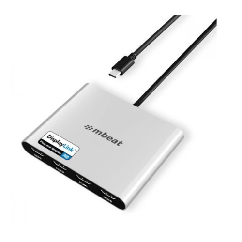 mbeat® USB-C Quad 4K HDMI DisplayLink® Adapter with PD