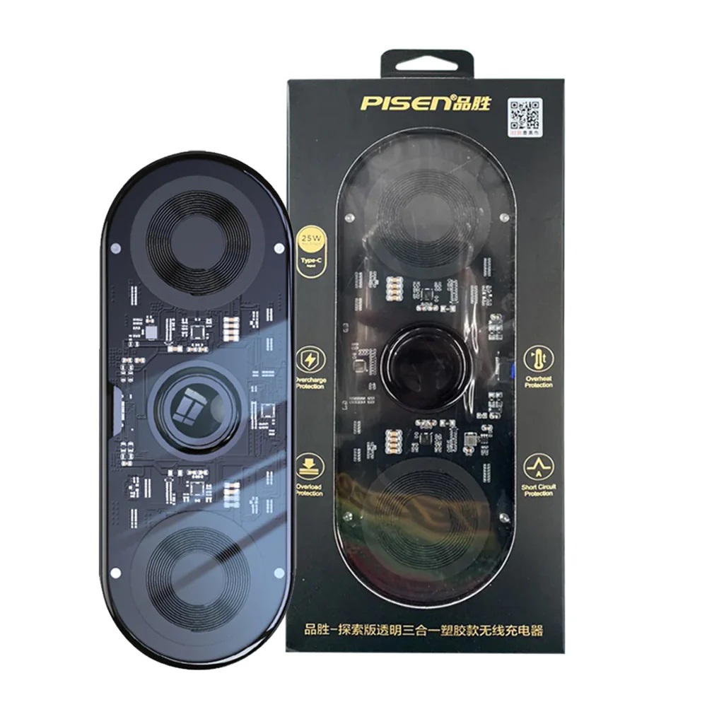 Pisen 3-in-1 Wireless Charging Station Transparent FYD-C33