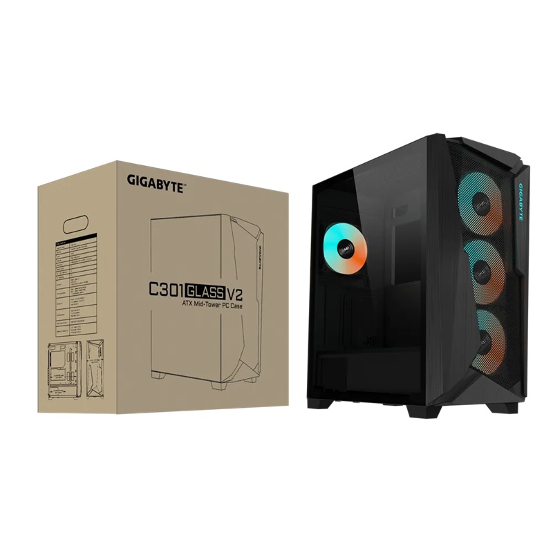 Gigabyte C301V2 RGB Tempered Glass E-ATX Black Mid Tower