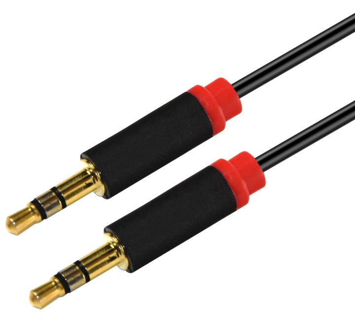Astrotek 1m Stereo 3.5mm Flat Cable Male to Male Black with