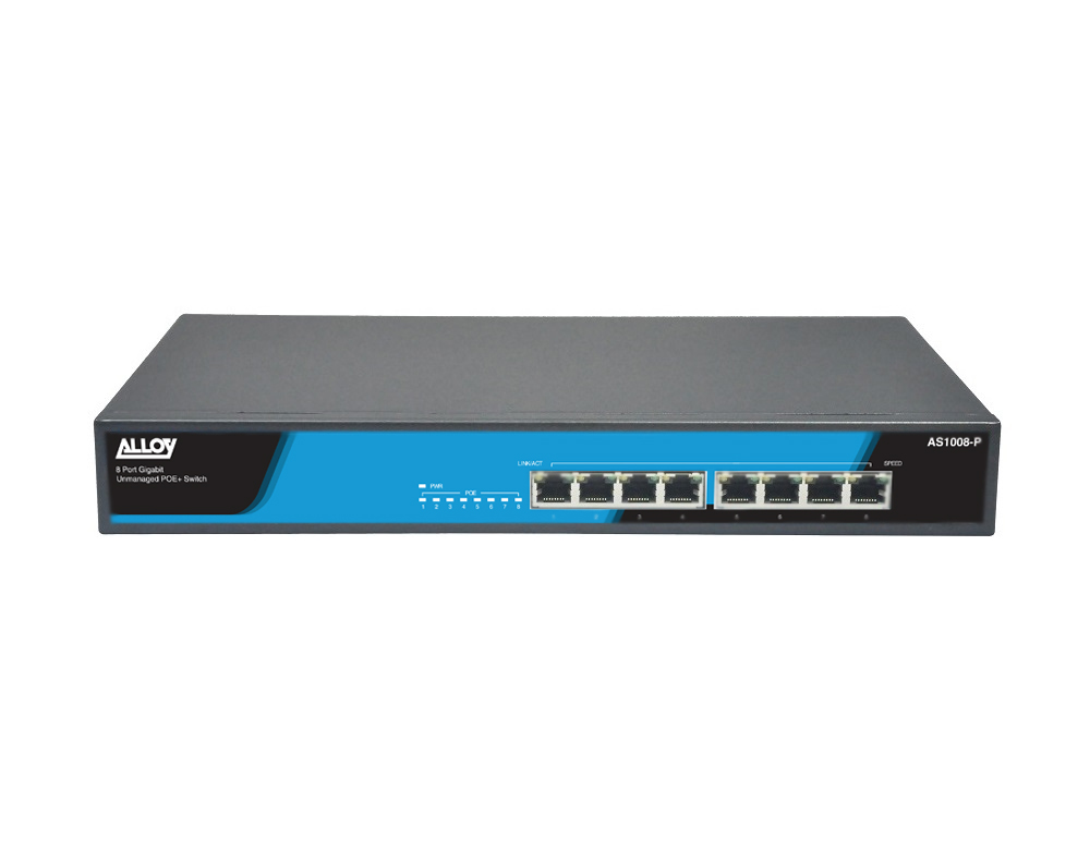 Alloy AS1008-P 8-Port Unmanaged Gigabit 802.3at PoE Switch