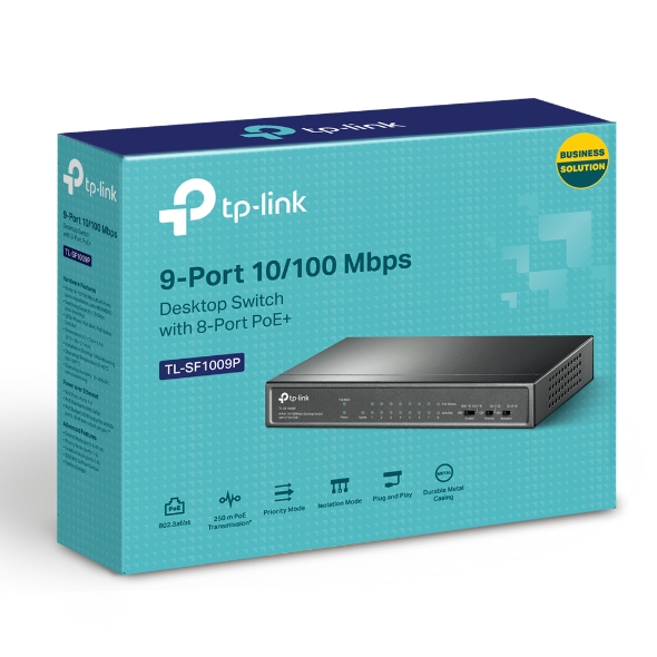 TP-Link TL-SF1009P 9-Port 10/100Mbps Desktop Switch with