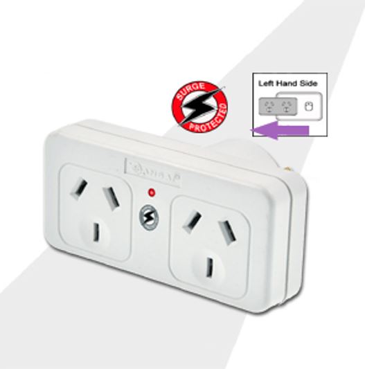 Sansai Surged Protected Double Adaptor Left Side Active