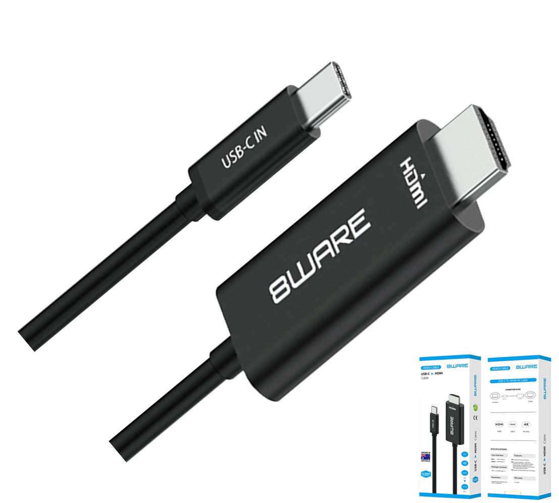 8ware 1m USB-C to HDMI 4K Male to Male Adapter Converter