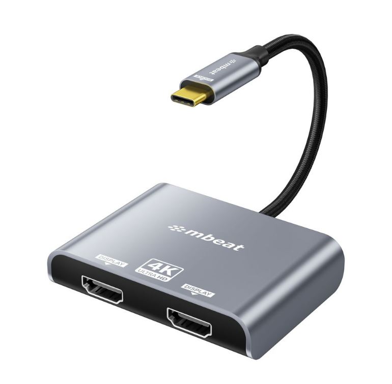 mbeat® Tough Link USB-C to Dual 4K/60Hz HDMI MST Adapter 4K