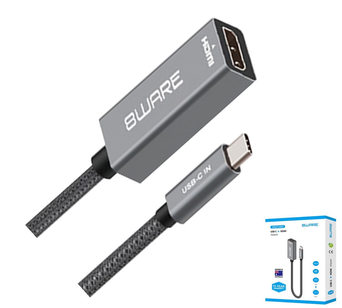 8ware 10cm USB-C to HDMI Male-Female Adapter Converter Cable