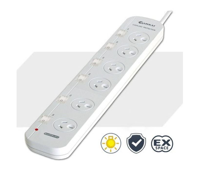 Sansai 6 Way Powerboard 6 Outlet 10A 240V Individually