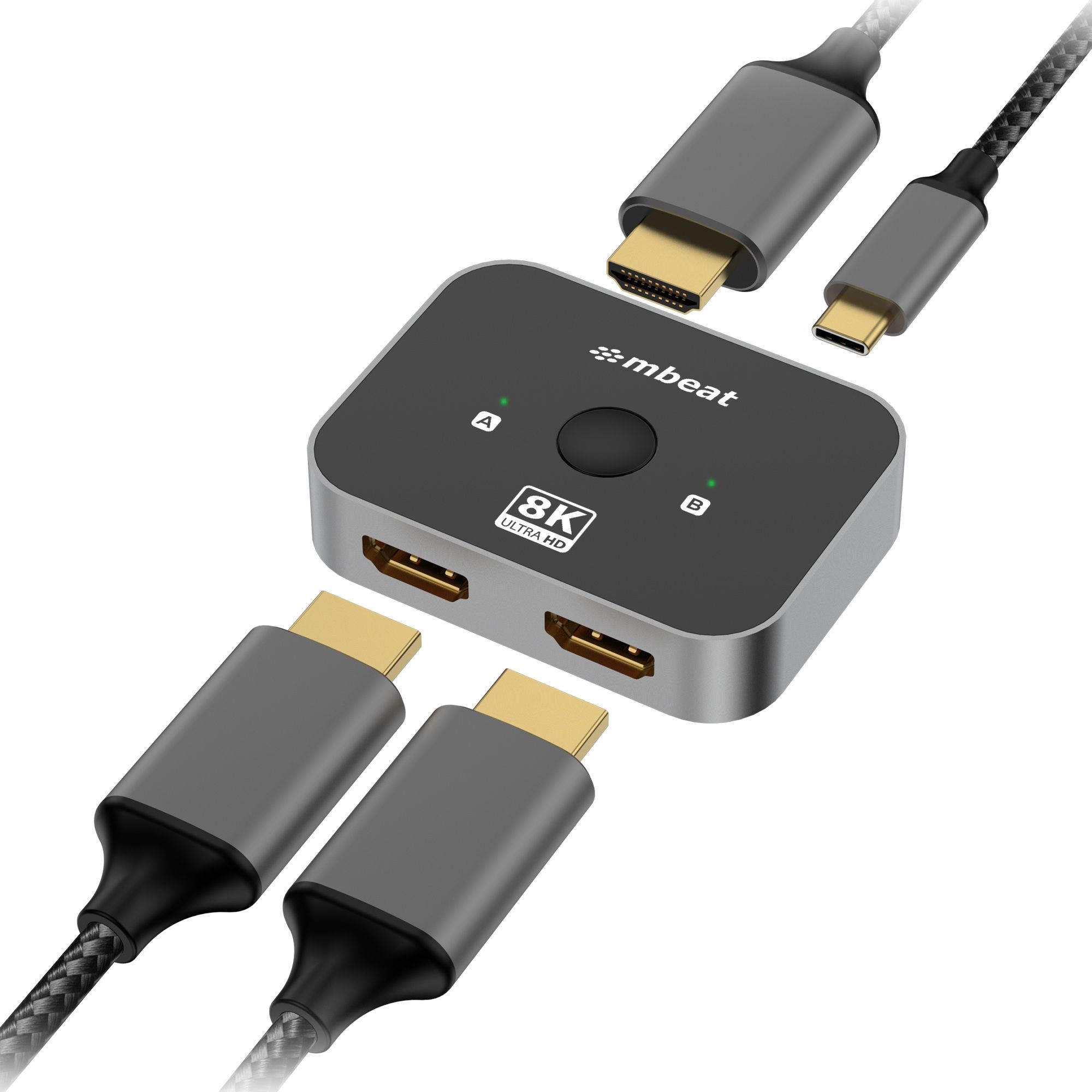 mbeat® 8K Bi-directional HDMI 2.1 Switch 2 In 1 Out/1 In 2
