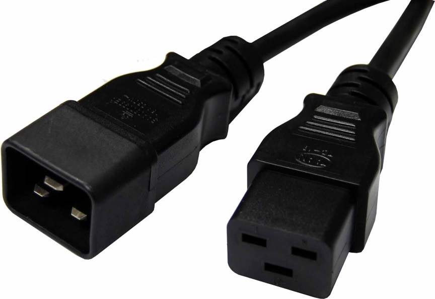 8Ware 2m Power Extension Cable Lead 15A IEC-C19 to IEC-C20
