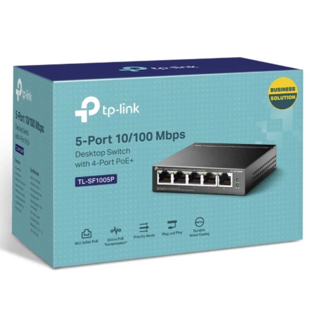 TP-Link TL-SF1005P 5-Port 10/100Mbps Desktop Switch with