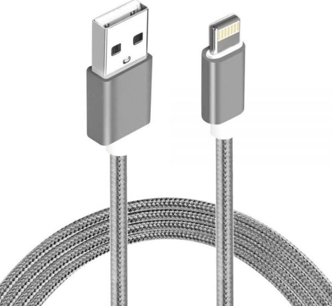 Astrotek 1m USB Lightning Data Sync Charger Grey White Color