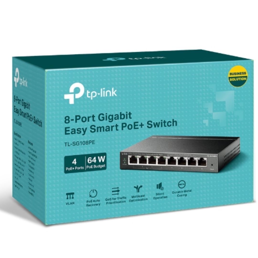 TP-Link TL-SG108PE 8-Port Gigabit Easy Smart Switch with