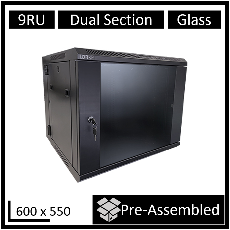 LDR Assembled 9U Hinged Wall Mount Cabinet (600mm x 550mm)