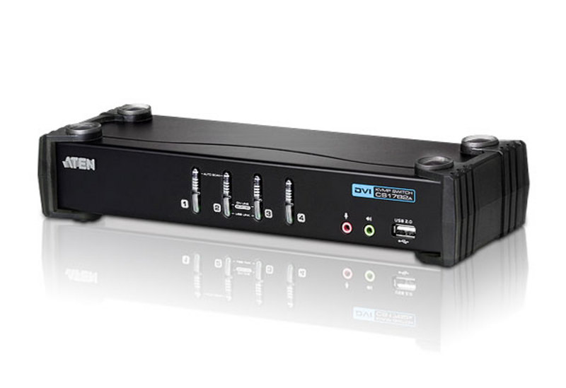 Aten Desktop KVMP Switch 4 Port Single Display DVI w/ audio