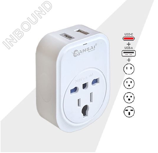 Sansai USB Travel Adaptor USB A + C 2xUSB Charging Outlets