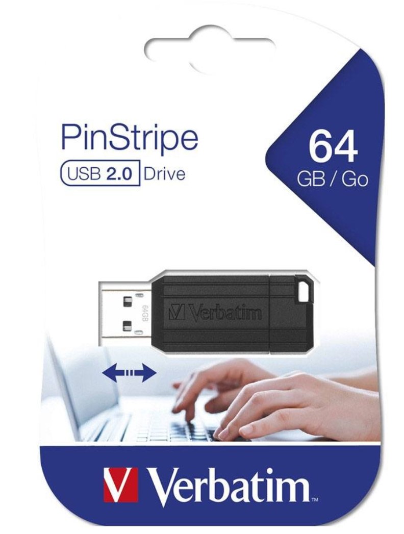 Verbatim Store'n'Go Pinstripe USB Drive 64GB (Black) –