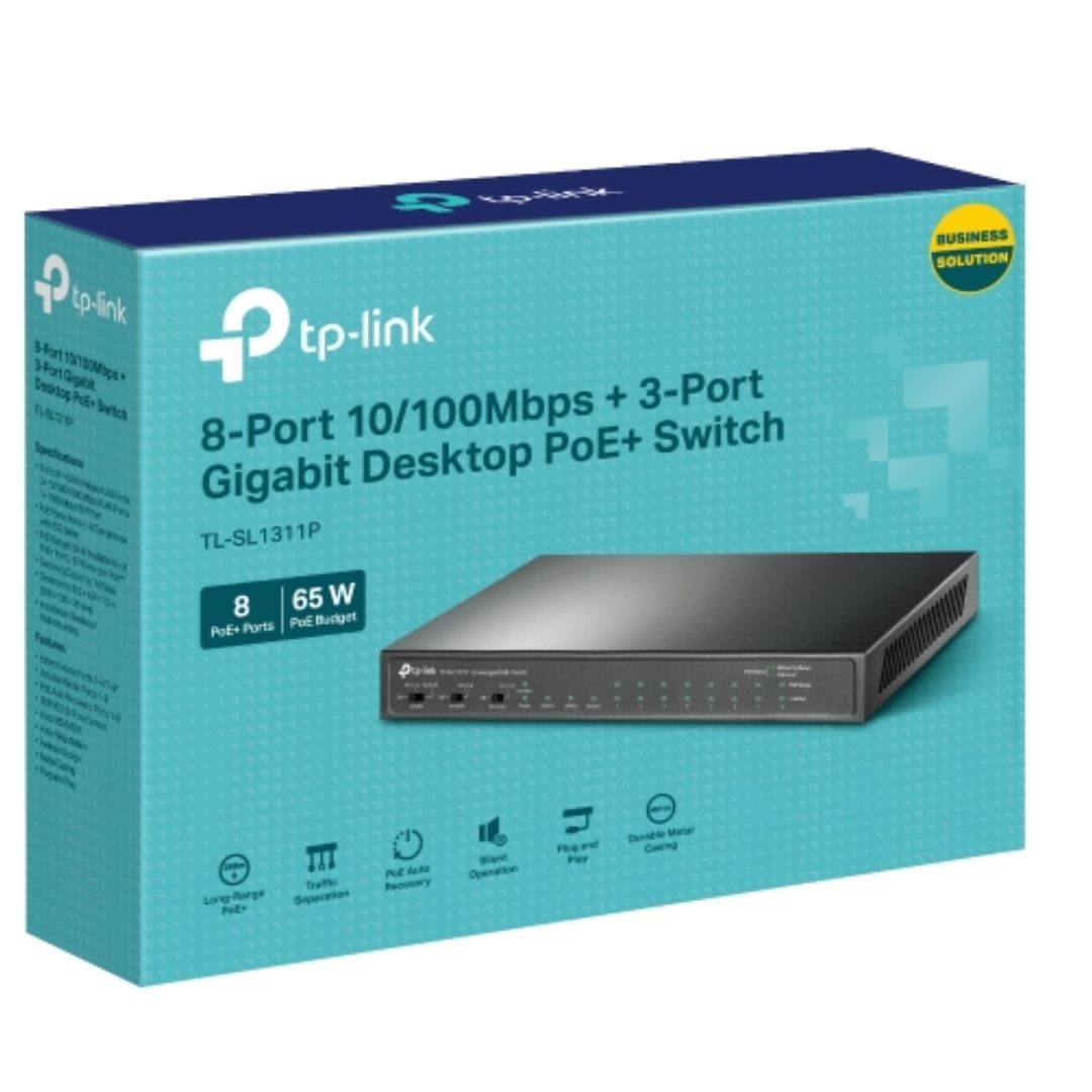 TP-Link TL-SL1311P 8-Port 10/100Mbps + 3-Port Gigabit