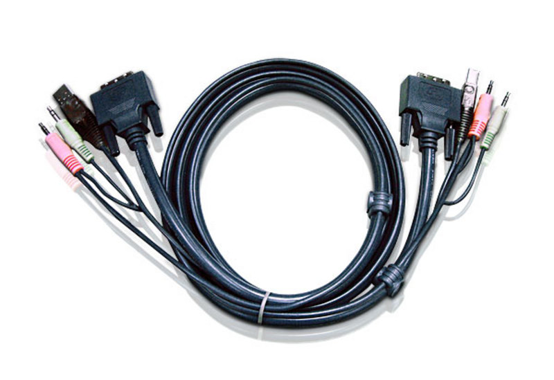 Aten KVM Cable 1.8m with DVI-D (Single Link) USB & Audio to